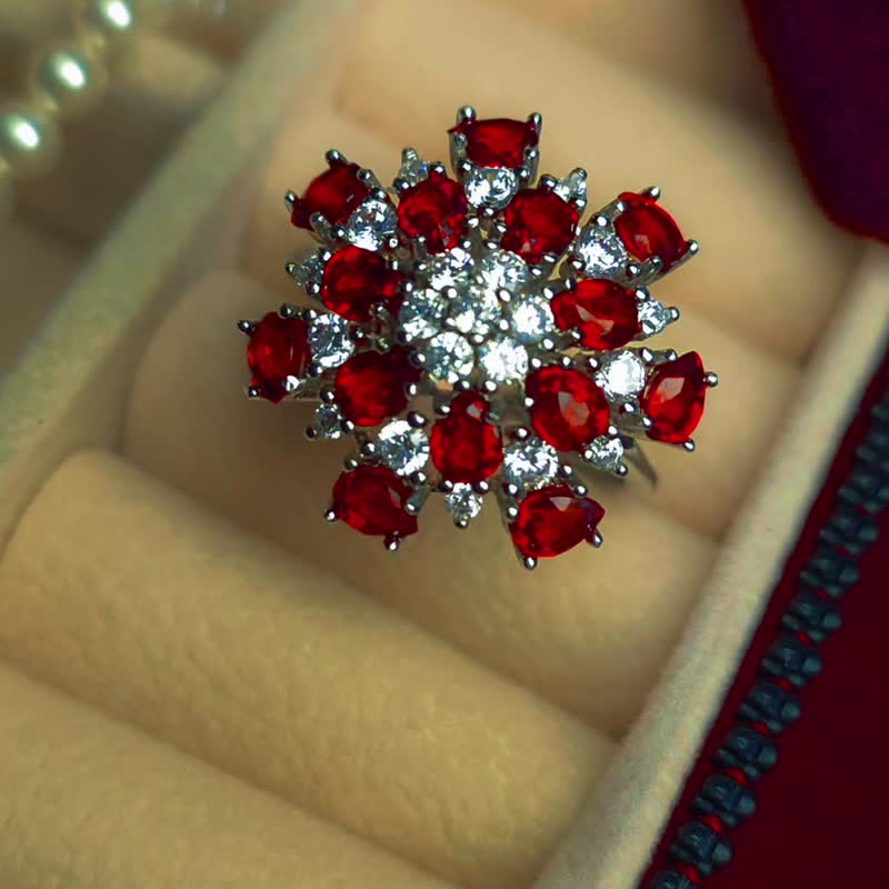 财富•健康•爱情|高级无烧缅甸鸽血红宝石3克拉-纯银豪华戒指 - 戒指 - 宝石 