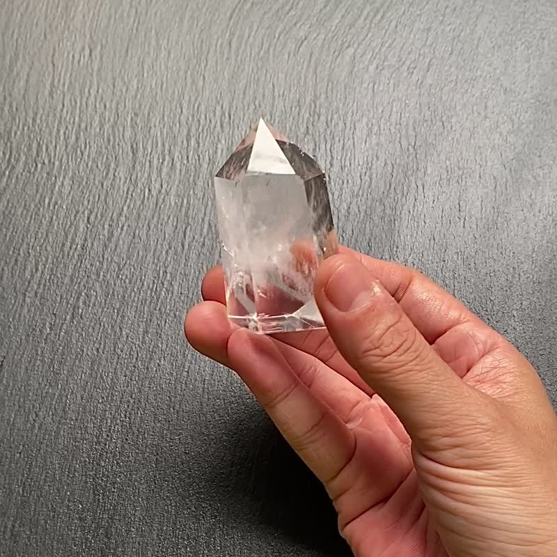 天然彩虹水晶花白水晶能量柱 冥想 风水 办公室摆件 快速出货 - 摆饰 - 水晶 白色