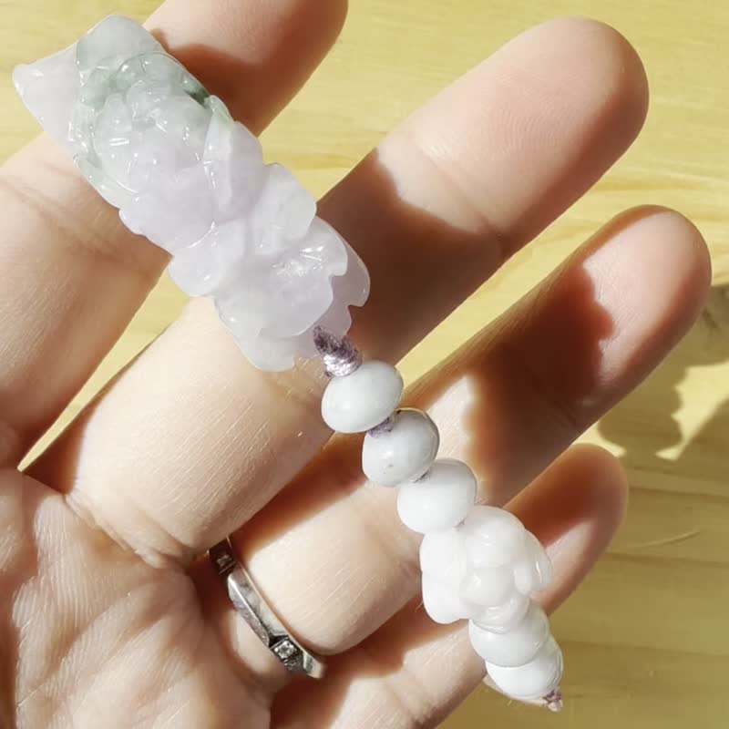 手工編織翡翠手链 — 雾中牡丹 - 手链/手环 - 玉石 紫色