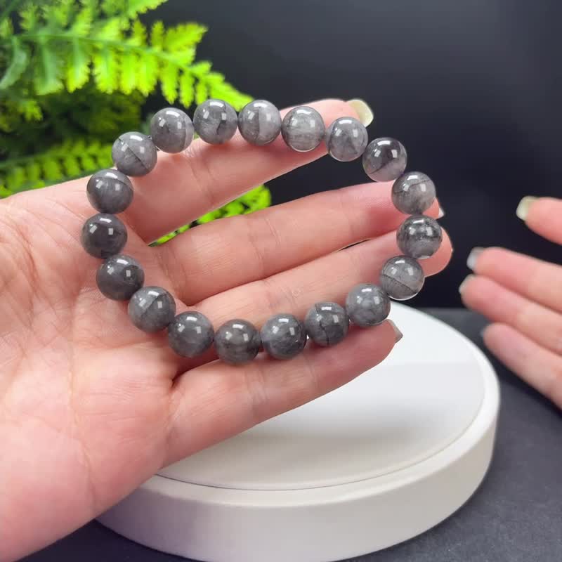 极光23水晶手串 世上最古老 黑色聚宝盆 10.5mm 能量单圈水晶手链 - 手链/手环 - 水晶 黑色