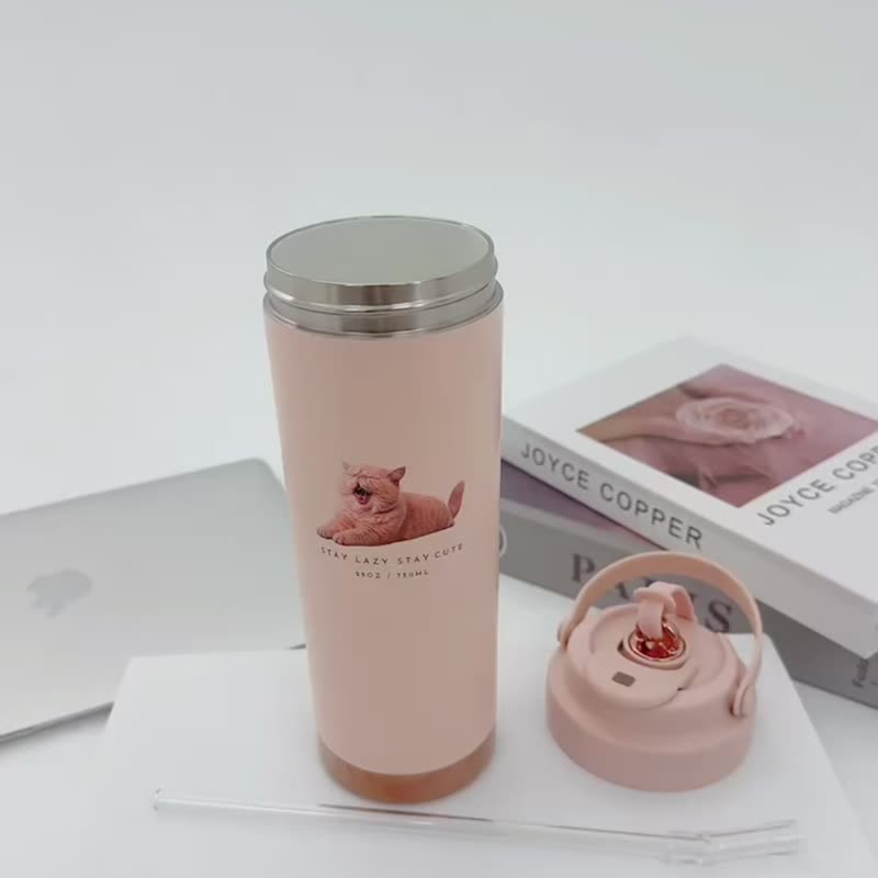 胖虎手摇饮随行杯750ml - 保温瓶/保温杯 - 不锈钢 白色