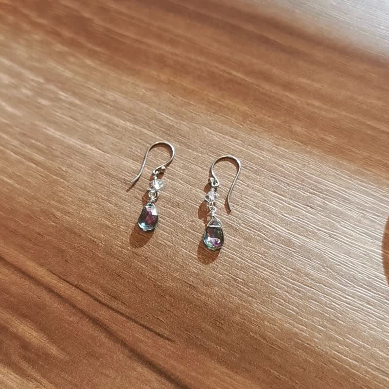 十一月诞生石 集魅力与优雅于一身的流行天然宝石耳环 神秘托帕 - 耳环/耳夹 - 半宝石 紫色