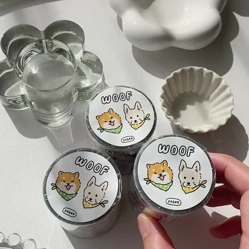开心动物园/狗狗万岁/雾面5厘米PET加白墨纸胶带/有切膜附离型纸 - 纸胶带 - 纸 多色