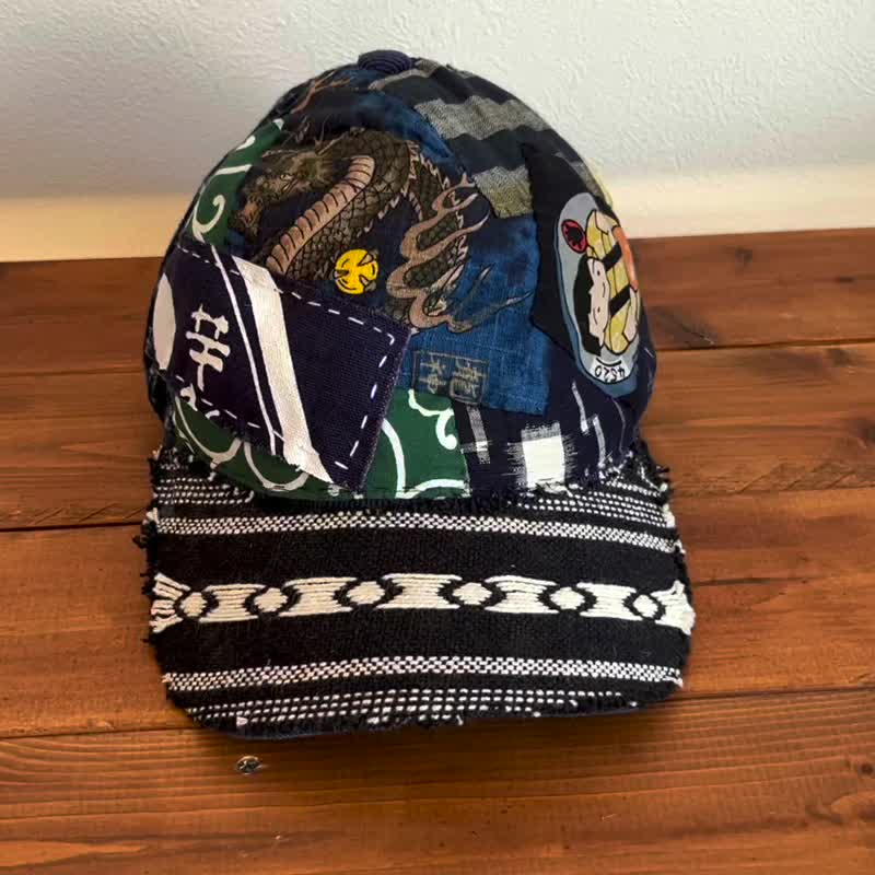 褴褛拼贴帽子 cap-041 - 帽子 - 棉 