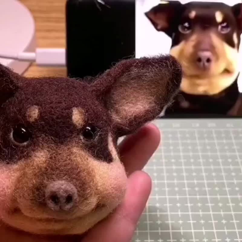 蝴蝶犬定制狗狗羊毛毡雕像 宠物离世追思纪念礼物 - 订制抱枕/饰品 - 羊毛 多色