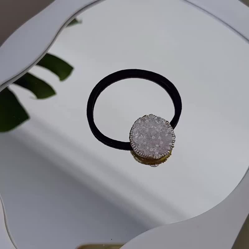 手缝刺绣 - 晶透矿石发圈 - 发饰 - 其他材质 银色