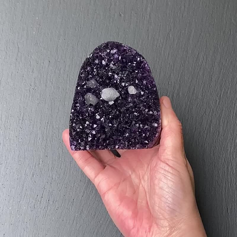 招财开运-天然原矿异象顶级帝王紫 满天星 紫晶镇共生方解石 - 摆饰 - 水晶 多色