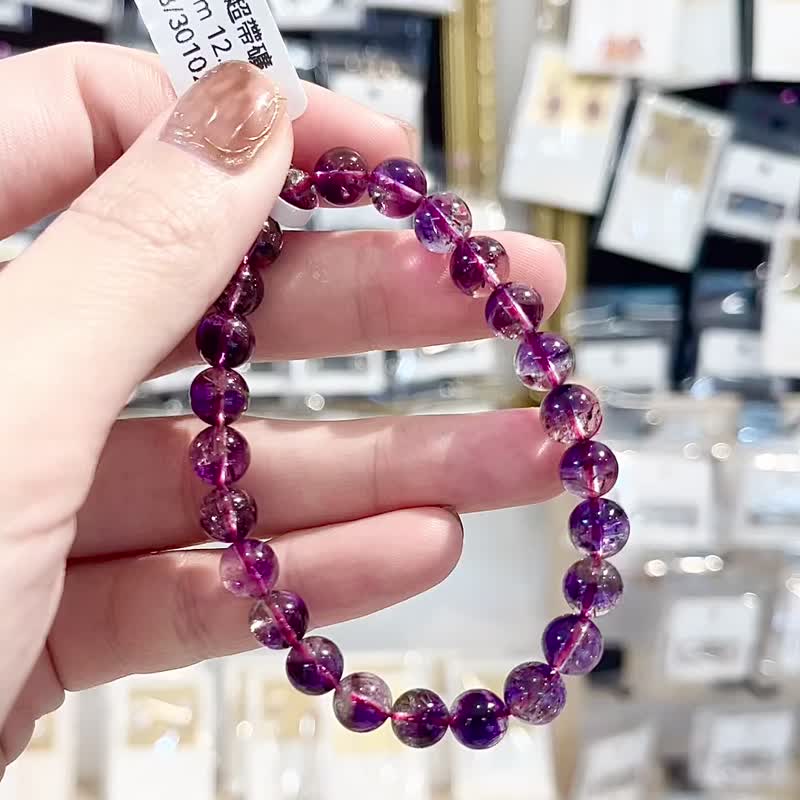 小精品浓色紫超七带矿浓色7mm12.6g水晶手链人缘桃花增加个人魅力 - 手链/手环 - 水晶 紫色