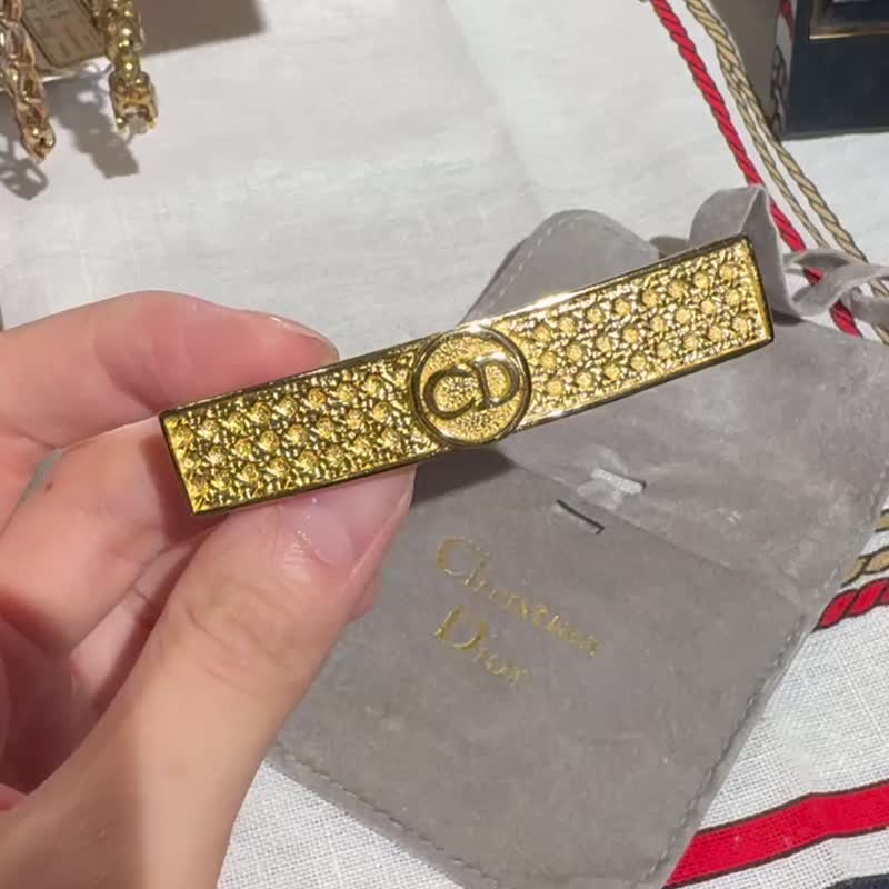 中古正品 未使用 迪奥Christian Dior 藤格纹发夹 Lady Dior 礼物 - 发饰 - 其他金属 金色