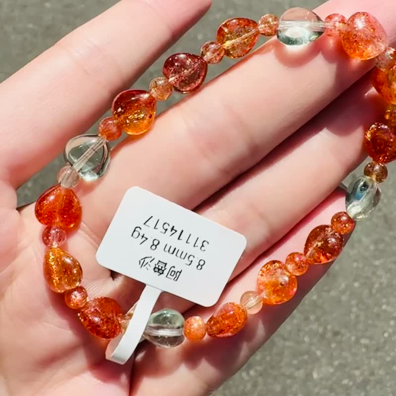 收藏小精品爱心阿鲁沙8.5mm8.4g金太阳共生水晶化太岁正面能量 - 手链/手环 - 水晶 