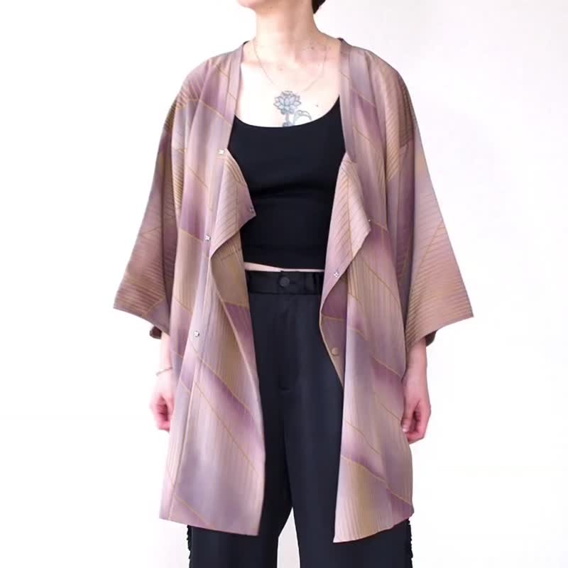 【日本制造】 柔软丝绸和服夹克、渐变色、浅色和服、日本和服 - 女装休闲/机能外套 - 丝．绢 多色