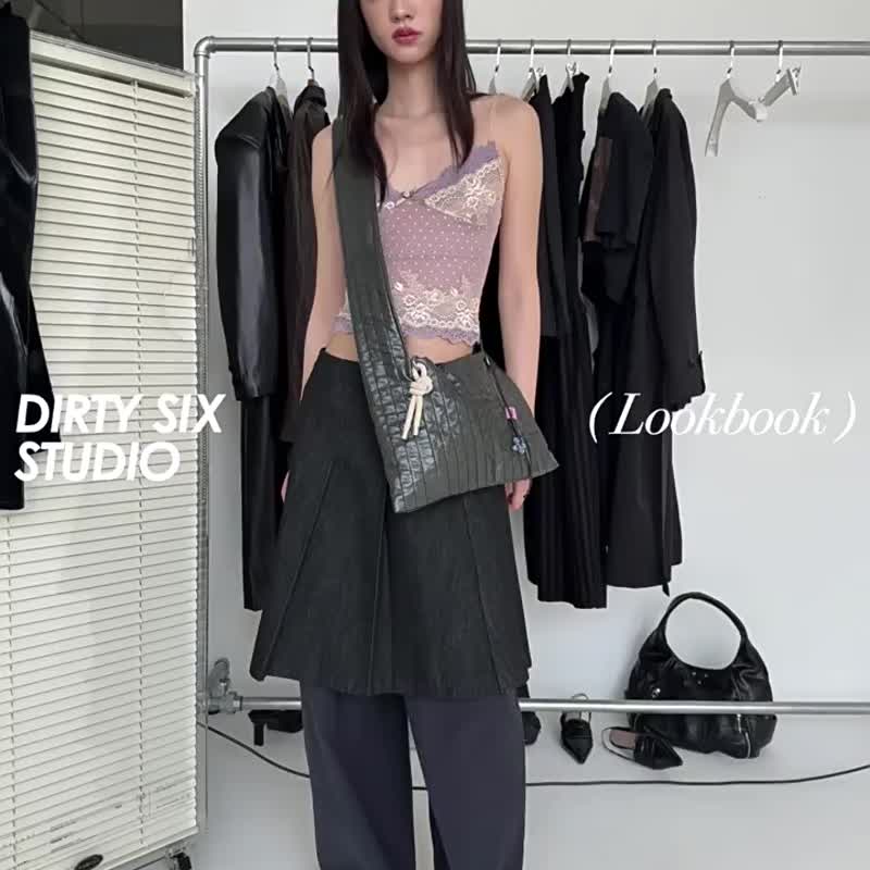苔黑色 monk bag 了了布袋 寬肩帶斜背包 斜挎布袋包 - 侧背包/斜挎包 - 人造皮革 黑色