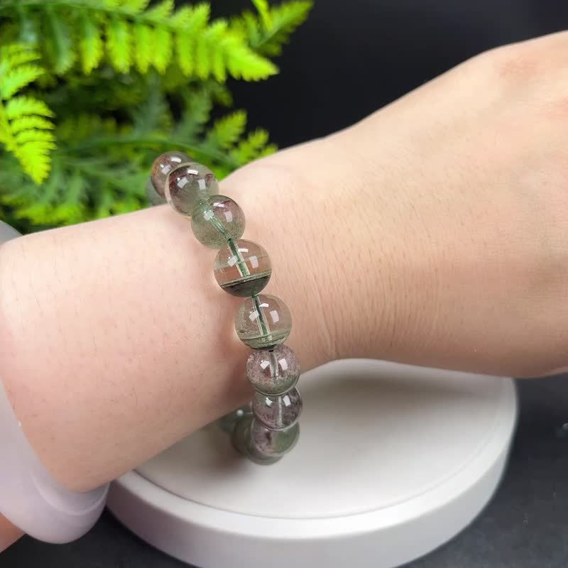精品天然巴西红绿幽灵水晶手串11.5mm千层纹晶体冰透财富好运活力 - 手链/手环 - 水晶 