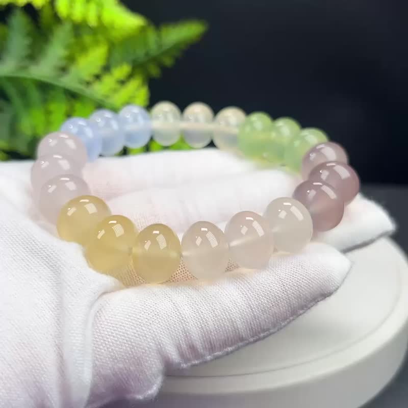 高品质玛瑙手串高冰净透体多彩雕刻盘珠女款平衡稳定保护平安灵性 - 手链/手环 - 半宝石 多色