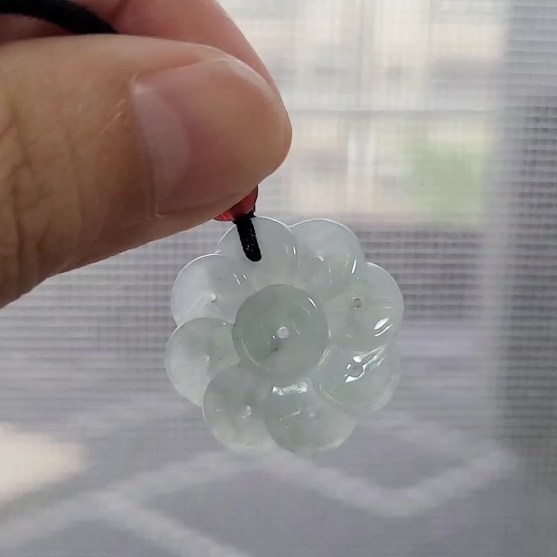 【亲翠】天然翡翠 冰蓝绿有钱花铜钱花朵调节式绳链 | 特殊题材 - 项链 - 玉石 多色