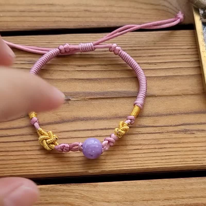 【亲翠】天然翡翠 冰紫妖孽8mm圆珠超抢眼调整式手环绳 - 手链/手环 - 玉石 紫色