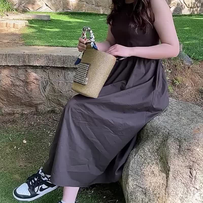 harris tweed哈里斯木柄草编包法式复古手工编织包日系手提沙滩包 - 手提包/手提袋 - 羊毛 