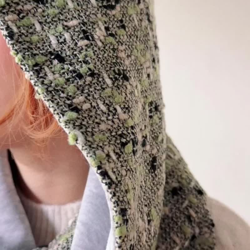 【 圣诞礼物 】AMBER 系列 - 琥光* 绿色 混织毛料 围巾 连帽围巾 - 围巾/披肩 - 其他人造纤维 绿色