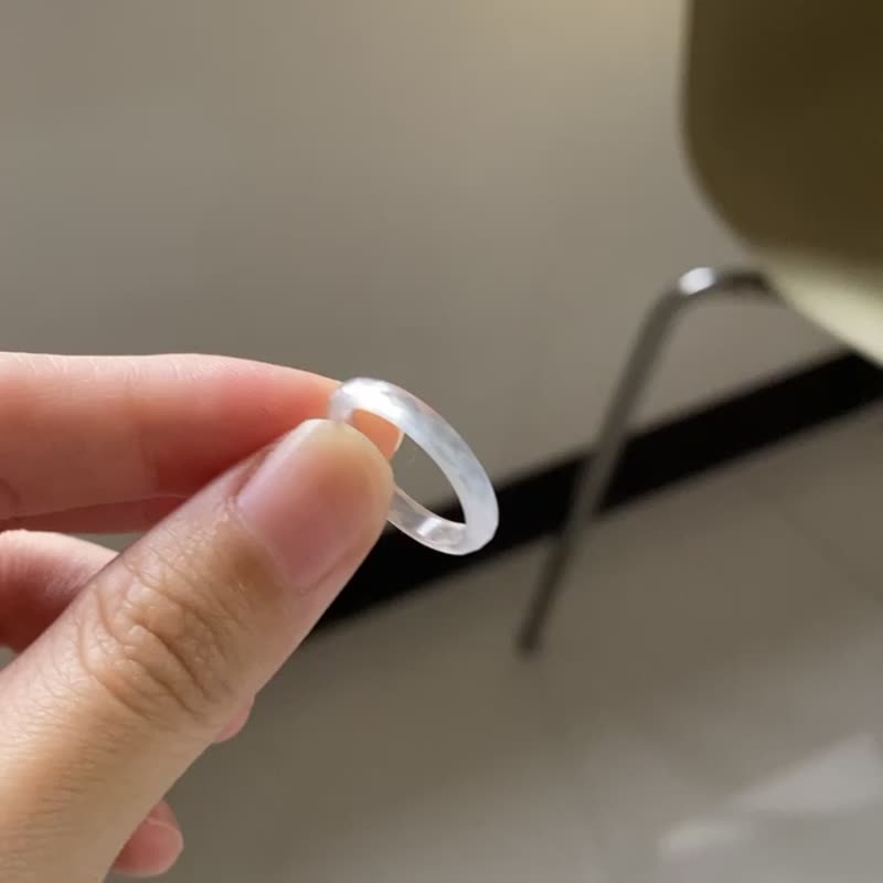 白玉髄切角细圈戒指 - 戒指 - 玉石 透明