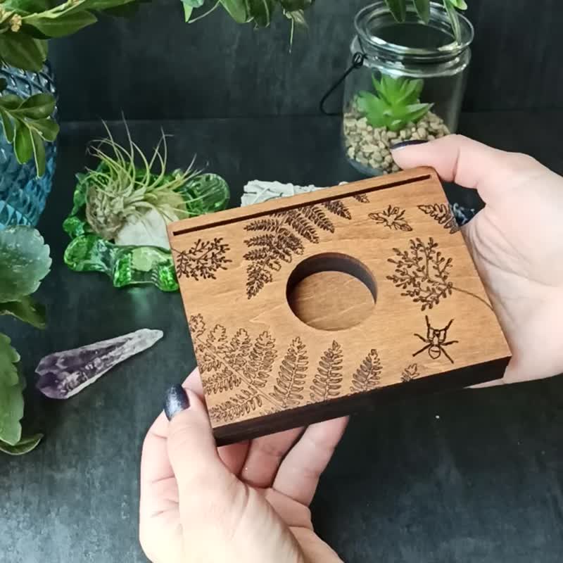Divination accessory tool Tarot card Display Fern engraved - 摆饰 - 木头 咖啡色