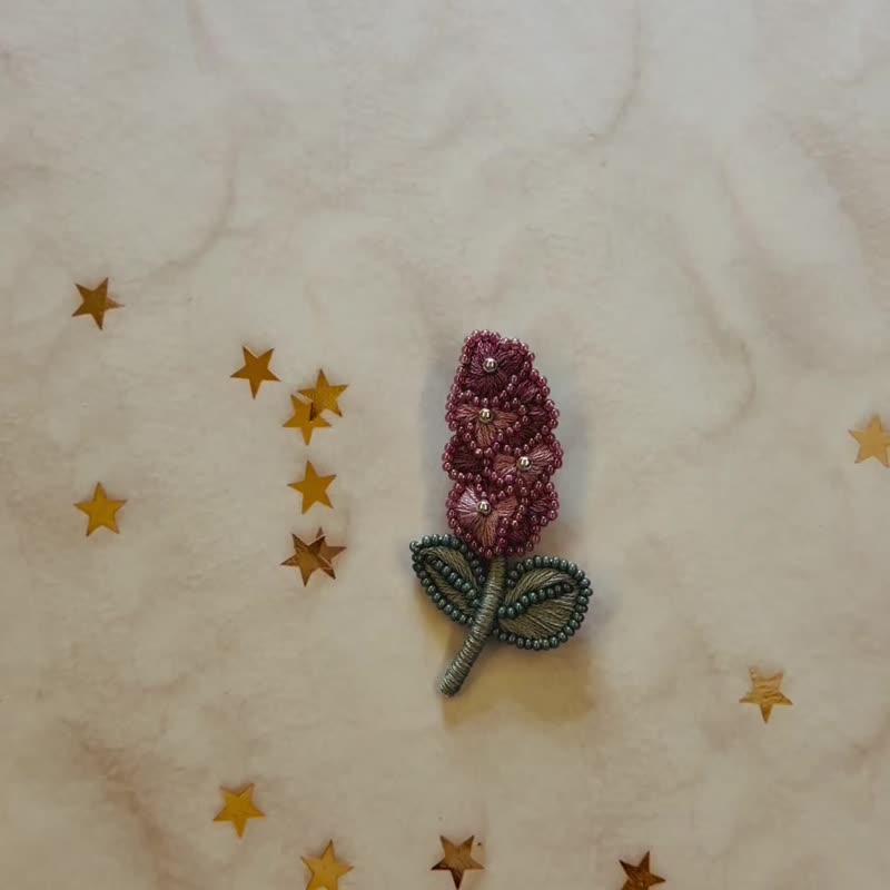 珠绣-深紫丁香胸针 - 胸针 - 其他材质 
