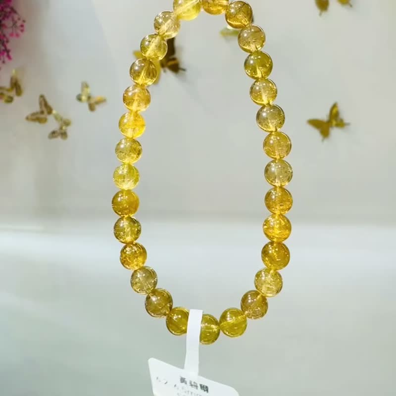 天然钱钱色金丝雀黄碧玺6.2-6.5mm12.9g磁场招财聚财促进事业发展 - 手链/手环 - 水晶 黄色