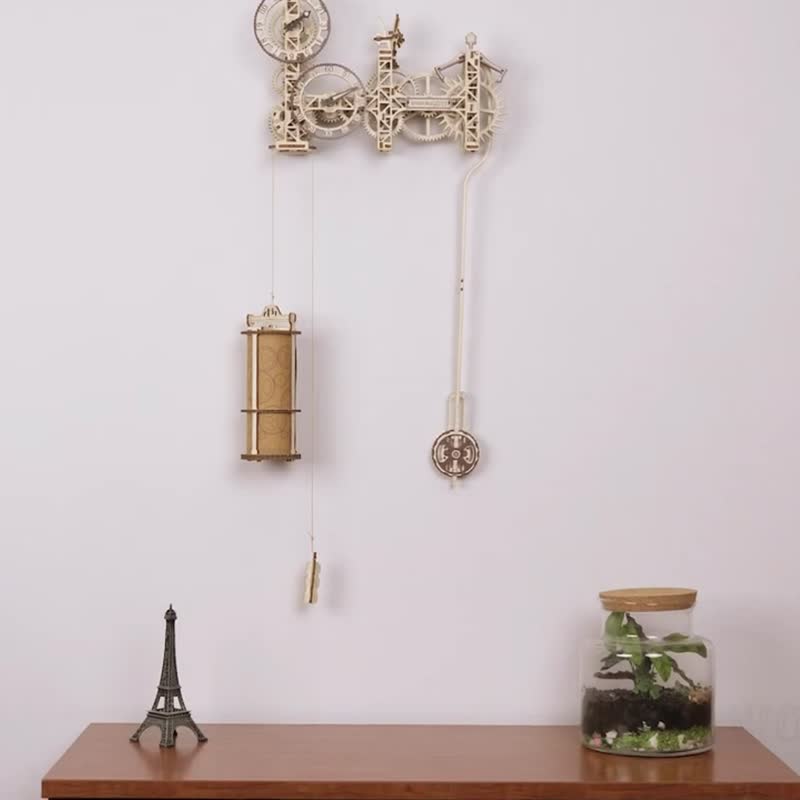 偷偷为男友准备的手工礼物WOODEN CITY Steampunk Wall Clock挂钟 - 木工/竹艺/纸艺 - 木头 卡其色