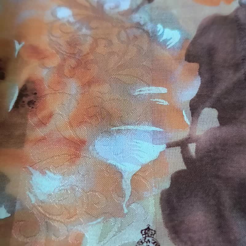 皇家伍斯特复古丝绸围巾 花卉玫瑰 24.5 x 23 英寸 - 手帕/方巾 - 棉．麻 橘色