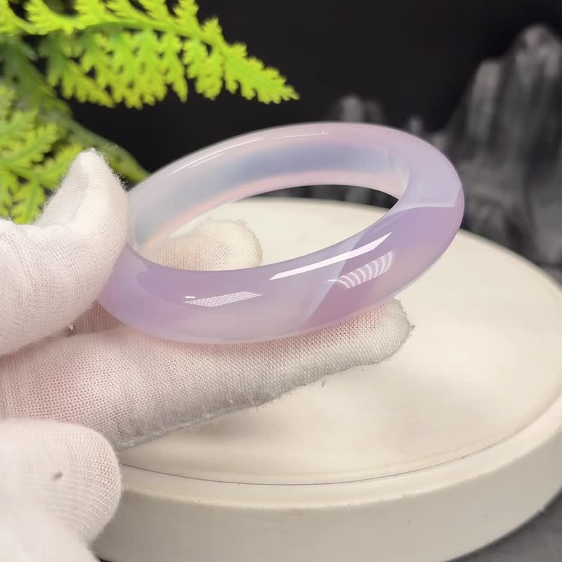 浅紫玛瑙手镯 52MM 冰润起光 玉髓手环 女 舒压乐观疗愈招财 - 手链/手环 - 半宝石 紫色