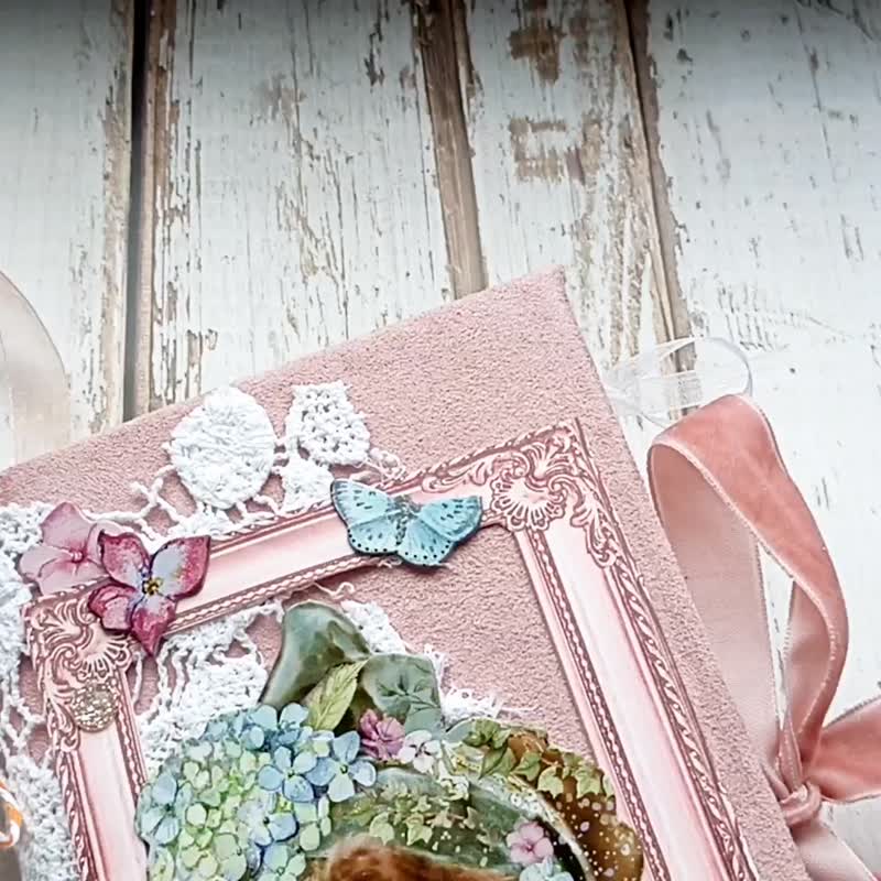 玫瑰垃圾日记手工花园自然乳制品波西米亚植物笔记本花边 - 笔记本/手帐 - 纸 粉红色