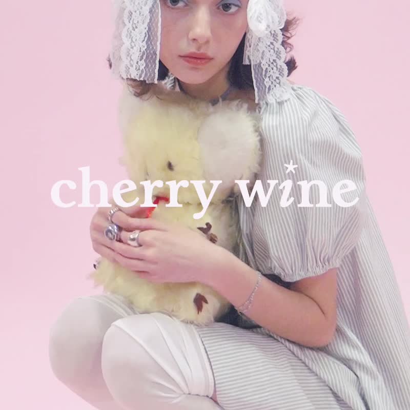 cherrywine  Seabreeze海风 复古条纹棉度假风宽松连衣娃娃裙 - 洋装/连衣裙 - 棉．麻 灰色