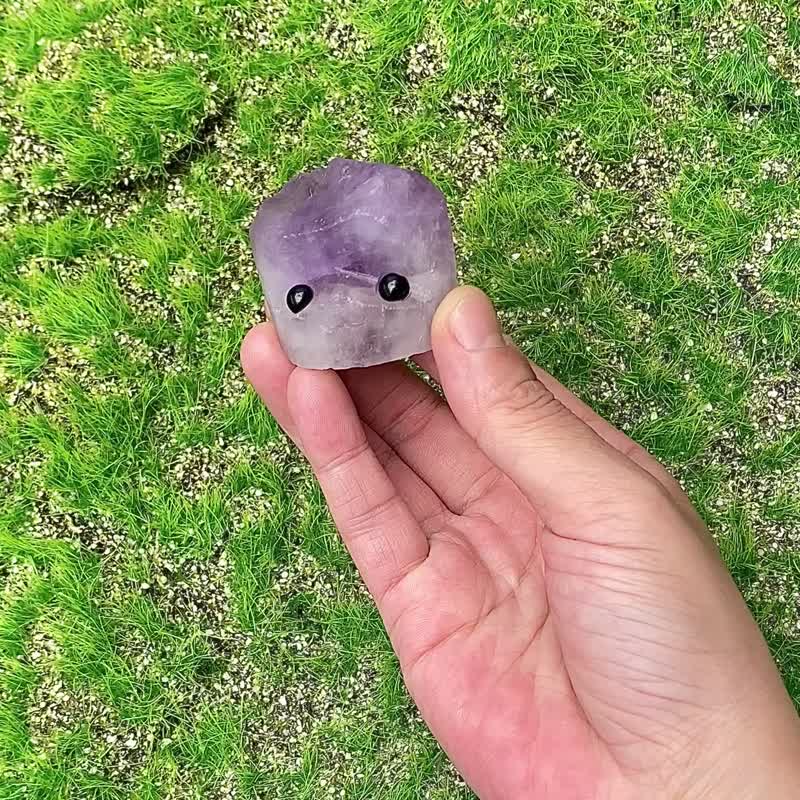 能量矿石摆件-天然原石冰透紫水晶疗愈精灵  能量摆件 - 摆饰 - 水晶 紫色
