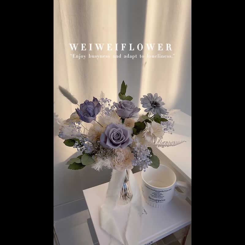 法式永生新娘捧花-3色 新娘捧花 登记捧花 - 干燥花/捧花 - 植物．花 蓝色