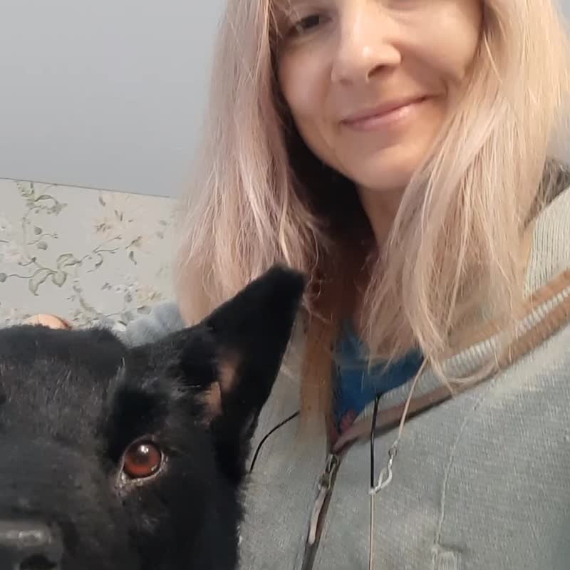 黑色牧羊犬拟真绒毛玩具。独一无二的娃娃。艺术品动物。 - 玩偶/公仔 - 其他材质 黑色