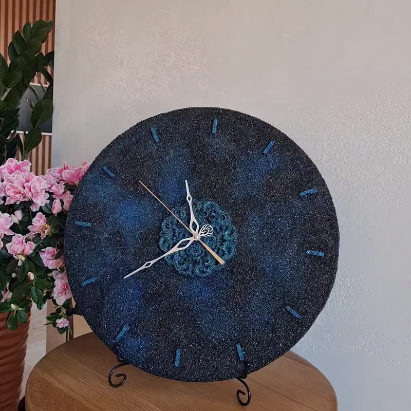 Dark blue stone wall clock Crystal modern wall clock Silent Clock Luxury clock - 时钟/闹钟 - 其他材质 黑色