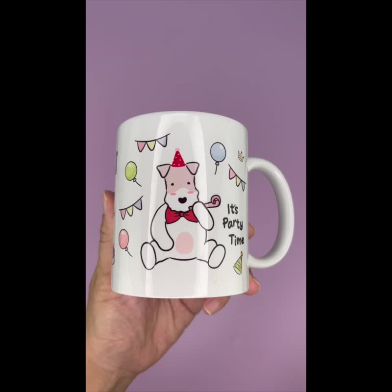 Wirefoxterrier 刚毛猎狐梗 马克杯(派对篇) - 咖啡杯/马克杯 - 瓷 白色