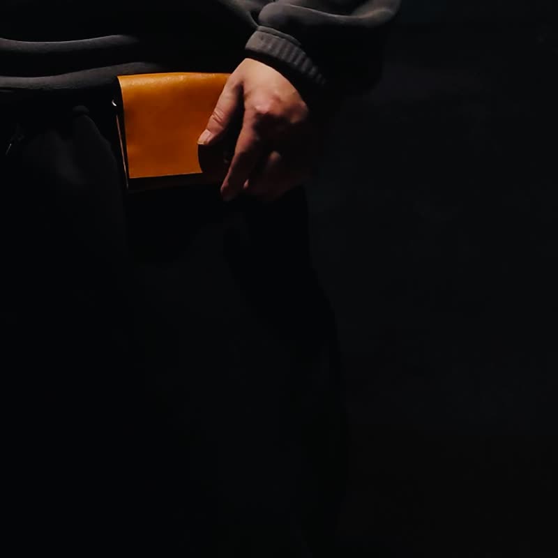 挂钩式单手开合信封腰包 - 化妆包/杂物包 - 真皮 黄色