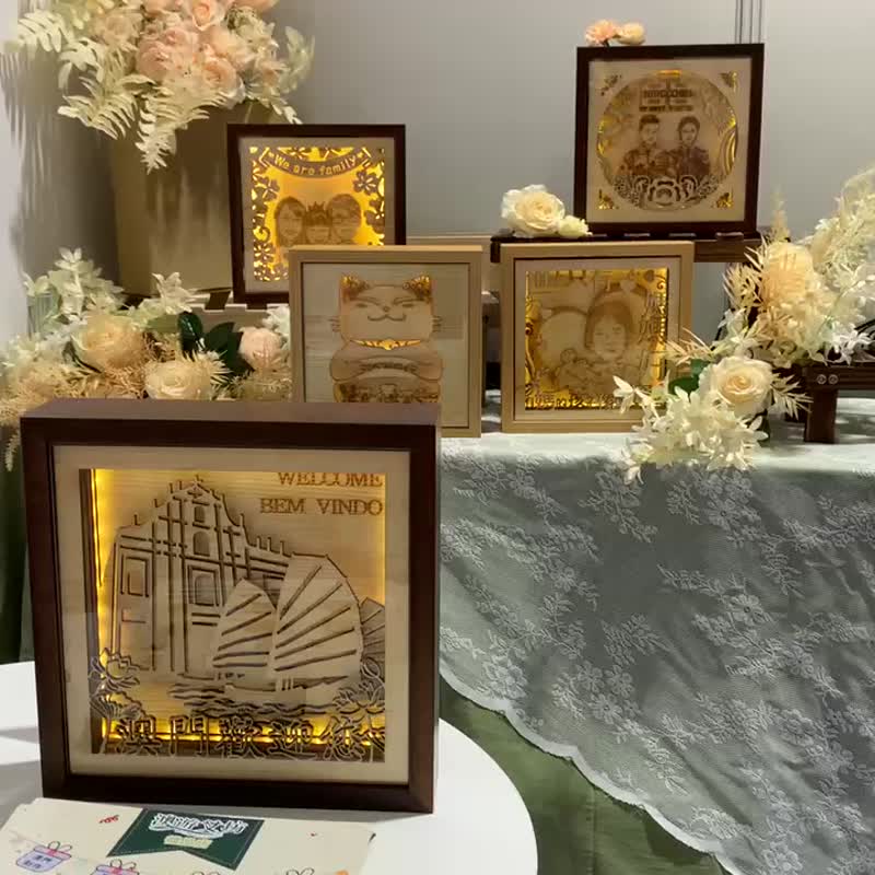 【定制化礼物】实木立体灯箱 开张志庆 新店礼物 - 灯具/灯饰 - 木头 橘色