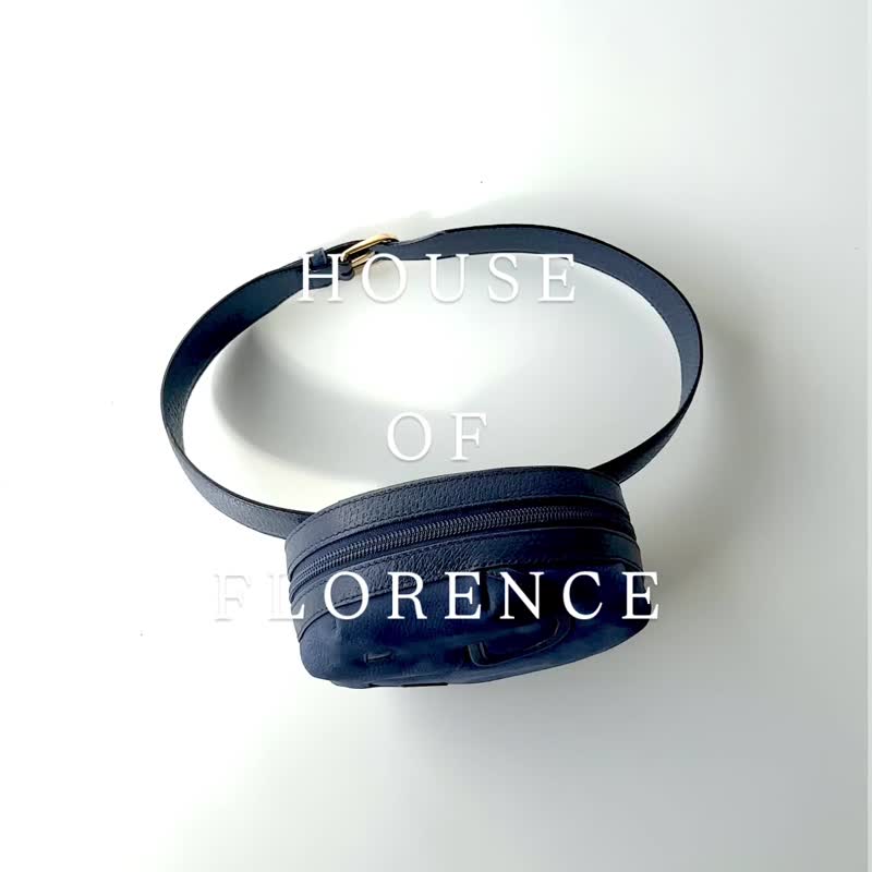 HOUSE OF FLORENCE藏蓝色真皮迷你大象腰包F20 vintage - 其他 - 真皮 