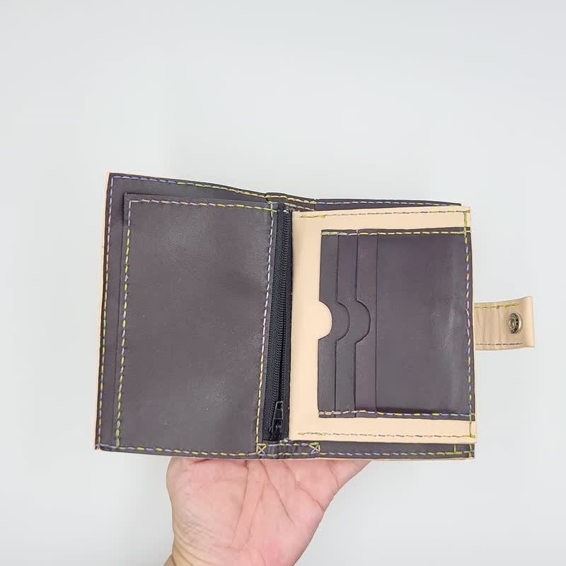 真皮中夹 多格层  小空间大容量 交换礼物首选 小包包的好伙伴 - 皮夹/钱包 - 真皮 黄色