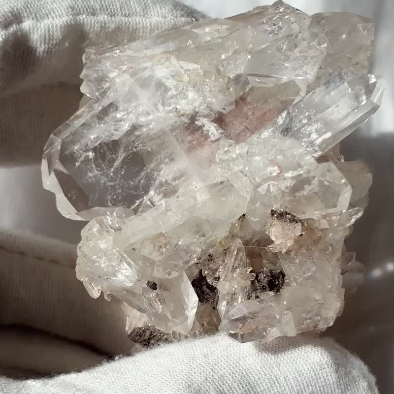 高质 哥伦比亚 粉利姆利亚 雷姆利亚 白水晶簇 带彩 水晶原矿 - 摆饰 - 水晶 粉红色