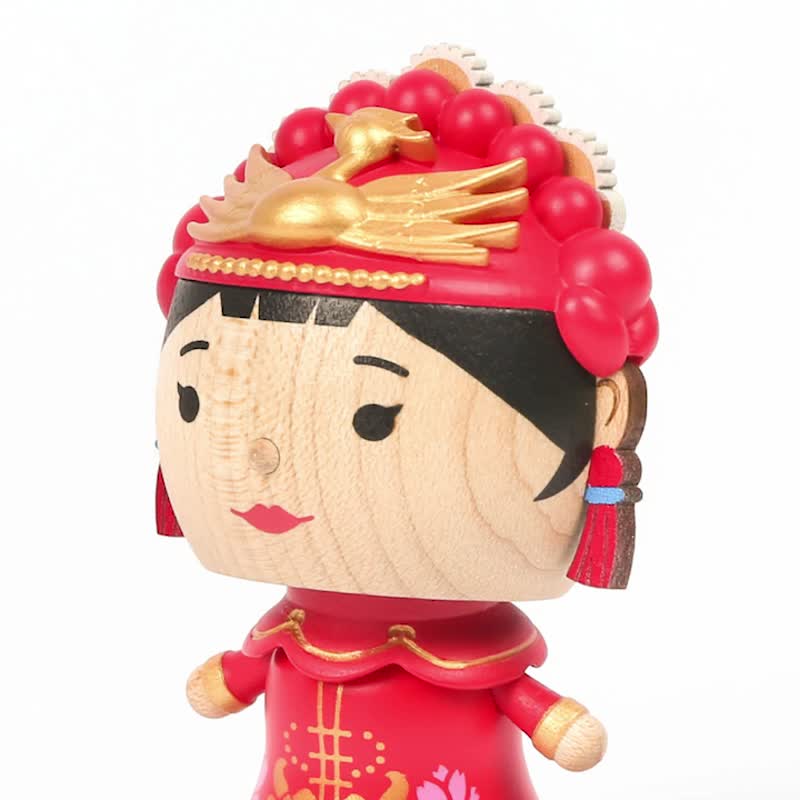 【中式新娘】弹簧摆饰 弹簧摇头公仔 情人节礼物 | Wooderfullife - 玩偶/公仔 - 木头 多色