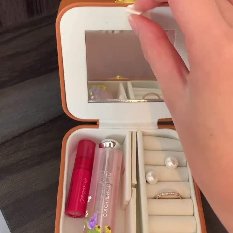 欧式奢华首饰盒 西洋书法 英文名 手绘花 玫瑰 手饰品 - 耳环/耳夹 - 人造皮革 咖啡色