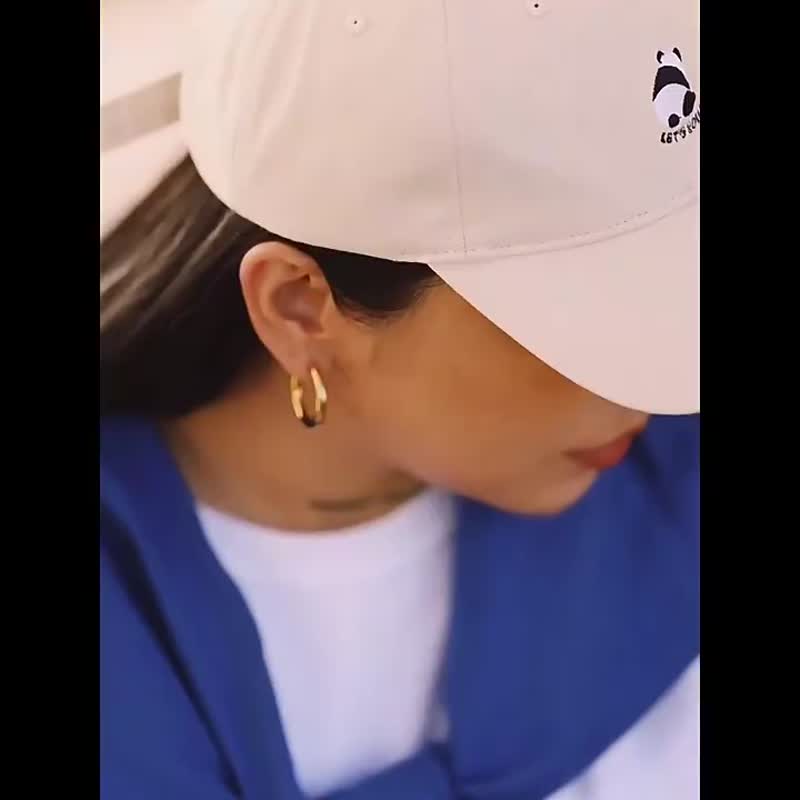 Lets roll 大猫熊弯檐帽 - 帽子 - 棉．麻 蓝色