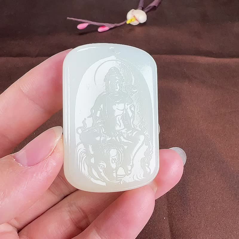 秒杀价 天然新疆和田玉羊脂玉普贤菩萨吊坠  玉质细腻温润 - 吊饰 - 玉石 