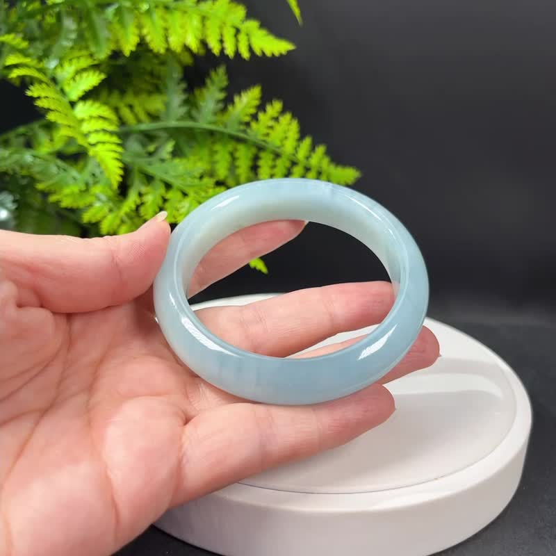 海蓝宝手镯 59MM 蓝天白云透感星光润蓝宝石手环 灵感能量清新 - 手链/手环 - 宝石 蓝色