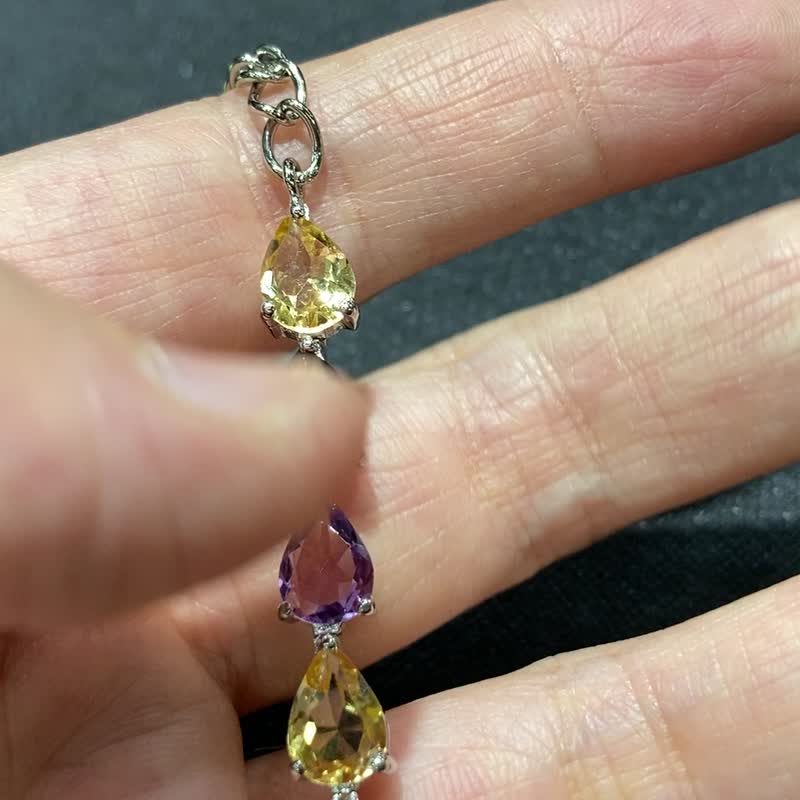 天然 多色水晶 手链 印度制 925纯银 手工制 - 手链/手环 - 水晶 