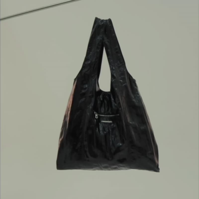 HIDDENNOTES/2023春夏新款加大号托特包 黑红绿3色无性别风单肩包 - 手提包/手提袋 - 人造皮革 黑色