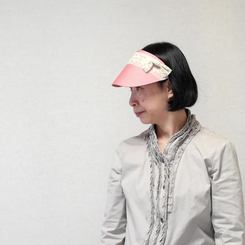 Ribbon sun visor (PL1272-PK) with integrated headband and visor that can be used as a hair ornament. - 帽子 - 其他材质 红色