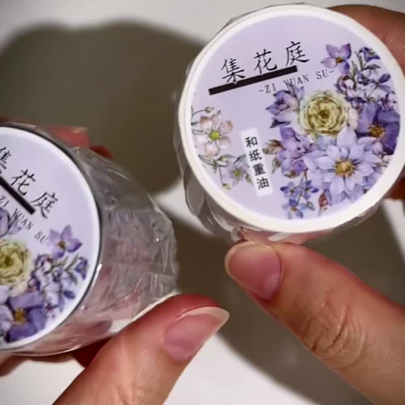 集花庭 - PET和紙膠帶復古花卉DIY手帳日誌古典畫風裝飾素材 - 纸胶带 - 纸 多色